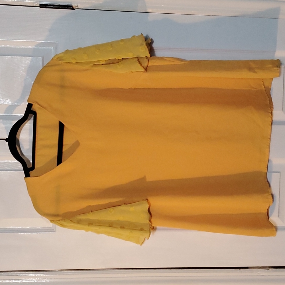 NWOT Shein Curve 2X Golden Yellow V-Neck Blouse